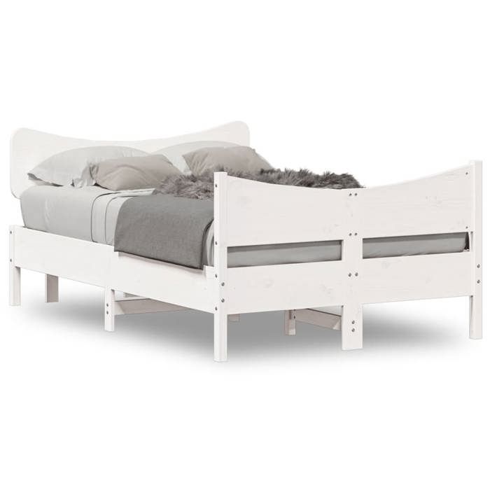 VidaXL Bed Frames with Headboard, Double Bed with Slatted Base, Adult Bedroom Bed, Modern, White 120x190 Cm 3216400