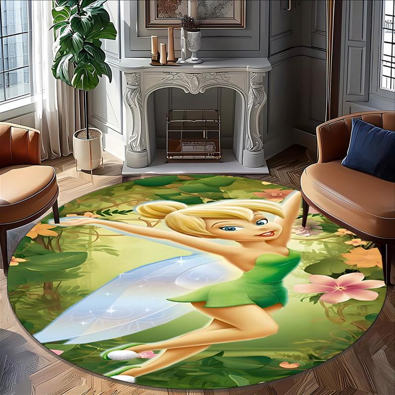 1pc T-Tinkerbell1 Carpet, Round Rug, Comfortable, Suitable for Entryways, Living Rooms, Office, And Bedrooms, Christmas Decoration