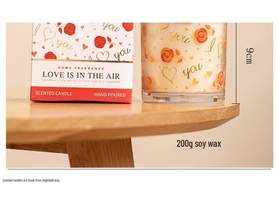 Rose Fragrance Soy Wax Scented Candle in Glass Cup - Perfect for Bedroom or Home, Gift Box Included