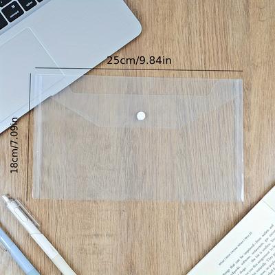5/10pcs A5 Transparent File Folders - Snap Closure Waterproof Plastic Document Organizer for Home Office Travel,Paper Storage