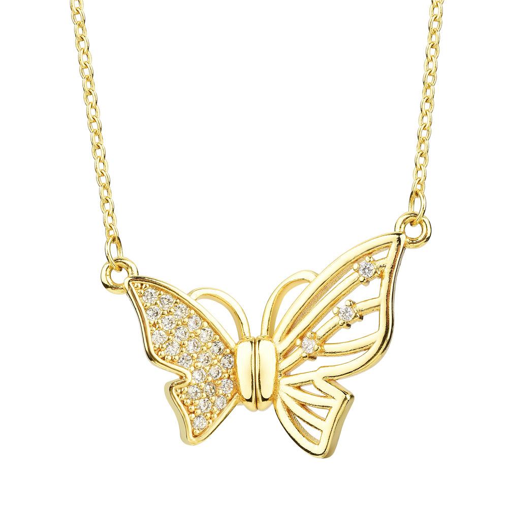 Light Luxury High-End Diamond-Encrusted Magnetic Butterfly Necklace Women'S Niche Design Clavicle Chain Temperament Personalized Fashion Neck Chain