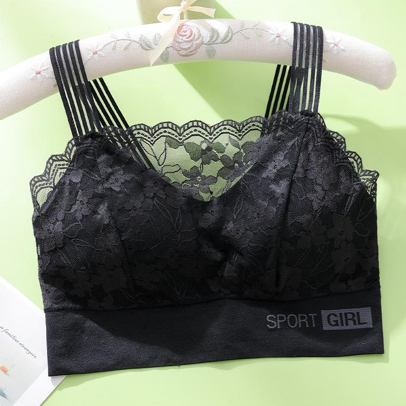 Plus Size Lace Back Tank Bralette with Chest Pads - Minimizing and Anti-Exposure Base Layer