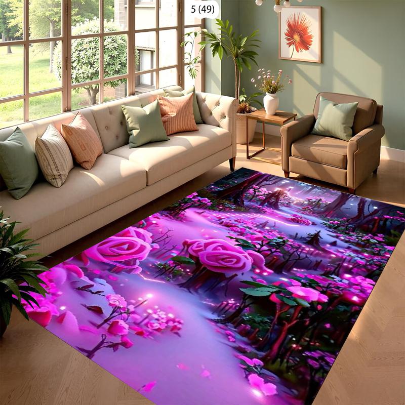 Vintage Pink Rose Floral Area Rug Floor Mat Door Mat Entrance Mat for Home Decoration Living Room Carpet