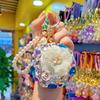 Women Folding Mirror Keychain Portable Make-up Mirror Pendant Rhinestones Faux Pearl Double-Sided Mirror