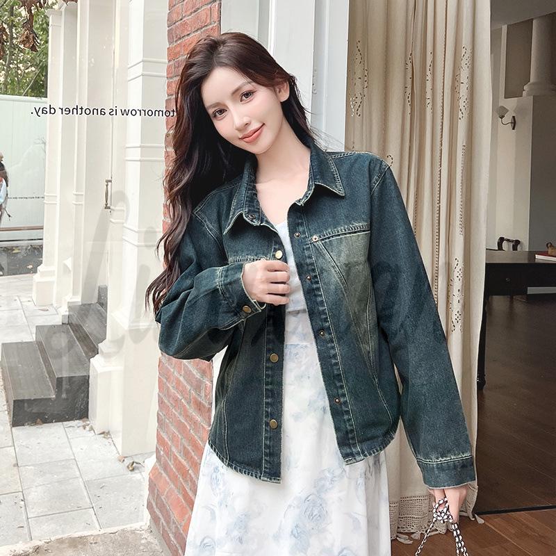 Autumn Korean Retro Slimming Denim Jacket for Women S