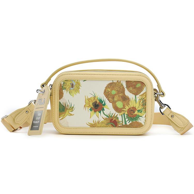 

New FILA Pu Synthetic Leather Handbag Regular Women s Fatty Wax Yellow F13W218169F-YE 20.1*6.6*11.9CM