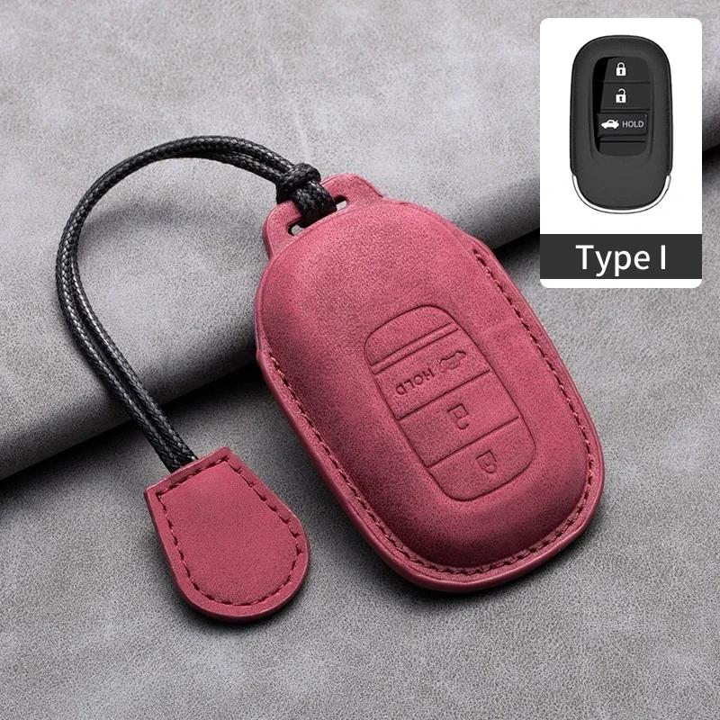 4 Buttons Car Remote Key Case Cover for Honda HR-V CR-V CRV Civic Accord 2021 2022 2023 Leather Car Key Shell Fob Keychain