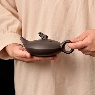 Große handgefertigte Teekanne aus lila Sand Kung Fu Tee-Set Zhu Ni Teekannenfilter Kanne in Elefantenform