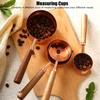 4PC Set Wooden Handle Measuring Cup Set Rose Gold Finish Kitchen Measuring Tools  Kitchen Use