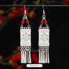 Miao Yin earrings original niche retro Dongling jade earrings long fringed earrings women