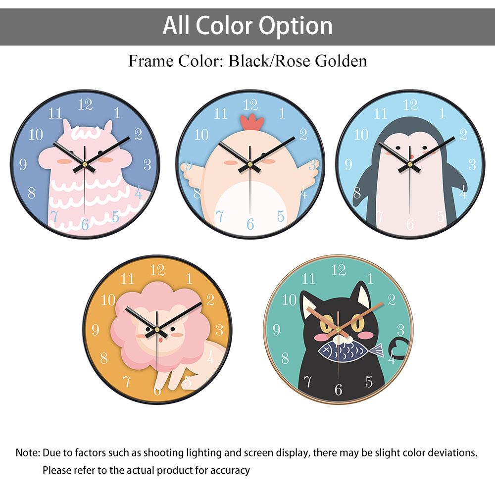 Cartoon Quartz Wall Clock Cute Animals Hanging Wall Clock Living Room Children's Room Kindergarten Decoration Loudspeaker Mute