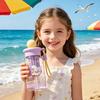 500ML Large Capacity Cartoon Water Bottle with Straw Heat-Resistant Leakproof Transparent