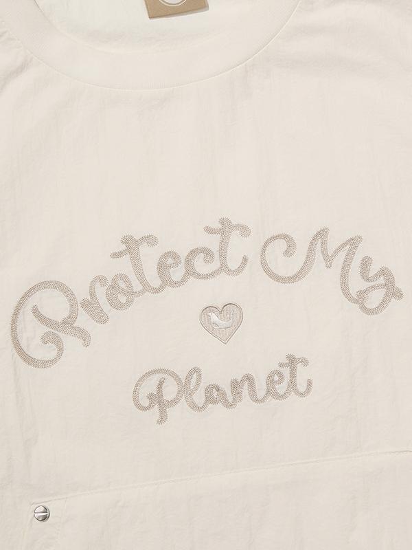 BBC EARTH W Chain Embroidery Woven Round T-Shirt_Ivory