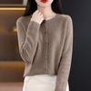 Women's Fashion Solid-Color Fall/Winter  Neck Cardigan Knit Sweater Loose-Fit Versatile Long-Sleeve Base Layer Sweater