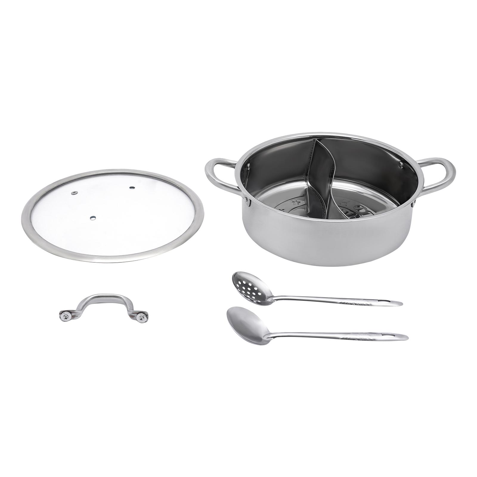 Двойная шабу из нержавеющей стали 304, электрические плиты для хот-пота, электрические керамические плиты, сковорода-вок для хот-пота, с половником-ситом для супа