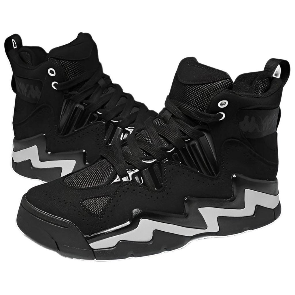 Kappa Shock Absorption Rebound High-Top Retro Basketball Shoes Women sneakers Black White K0965CC76-990