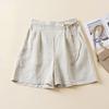 Women's Loose Casual Large Size 7 Colors Into Summer Cotton and Linen Waist Elastic Wide-leg Pants Shorts Five Point Pants