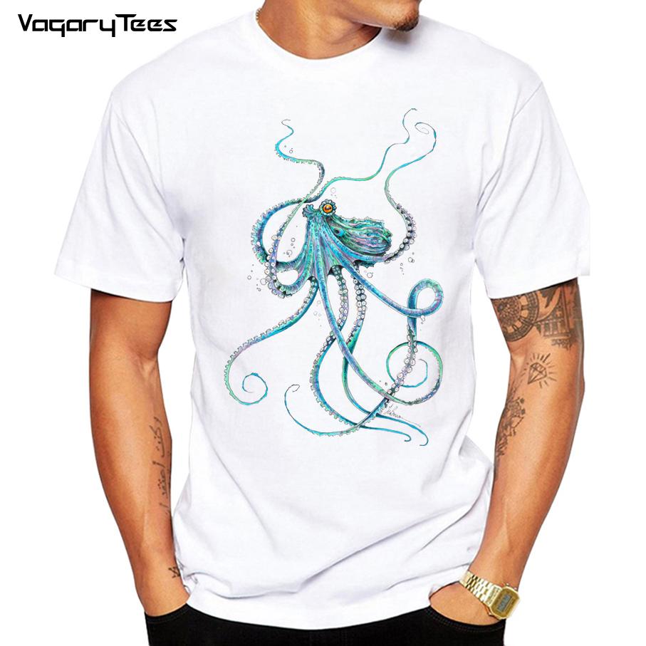 Summer Round Neck 3D Octopus Print Top Fashionable Casual Short Sleeved Men's T-shirts