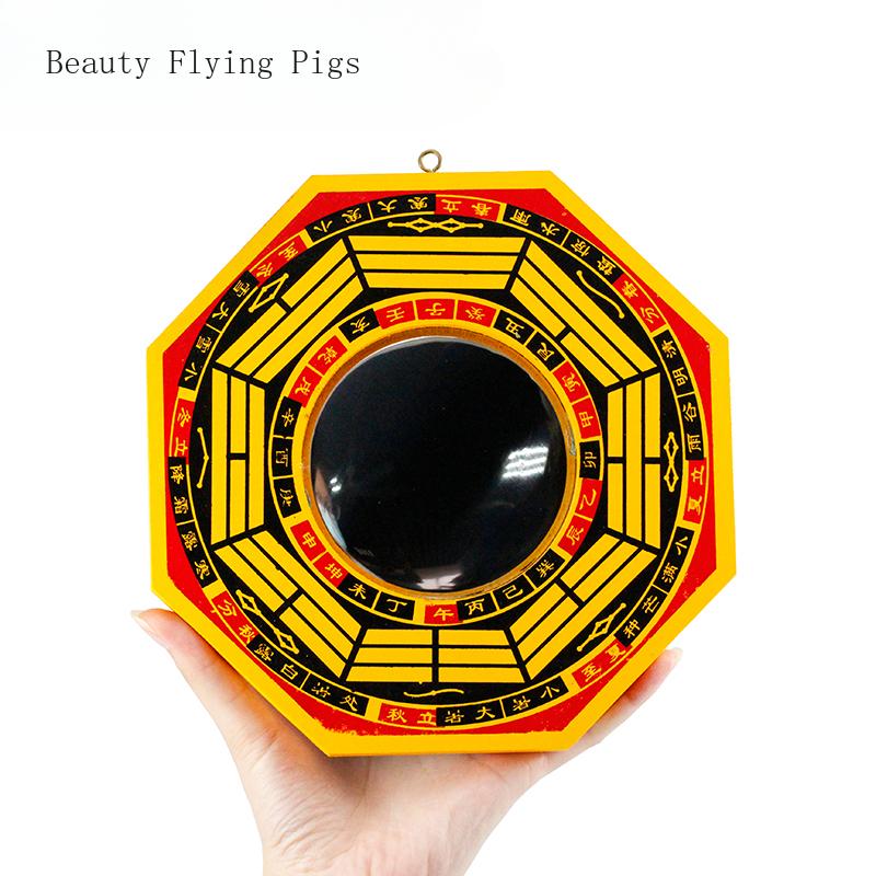Chinese Minimalist Wooden Gossip Mirror, Concave Mirror At the Entrance, Hanging Accessories, Balcony Convex Handicraft