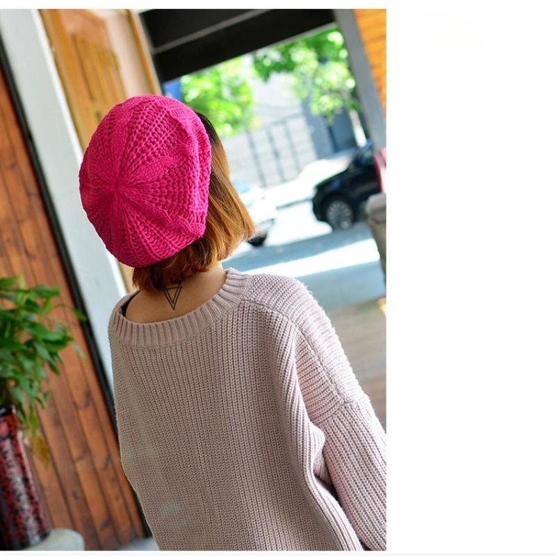 Varm Dame Elegant Strikket Beret Lue Høst Vinter Hverdagsluer Flettet Dame Slapp Baggy Luer