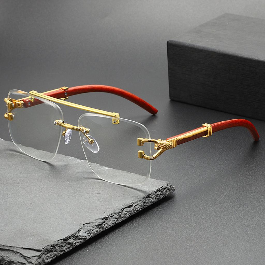 New Leopard-head Sunglasses with Wood Grain Sunglasses  for Women Sunglasses  Men, Double-beam Trimming Sunglasses for Sun Protection.