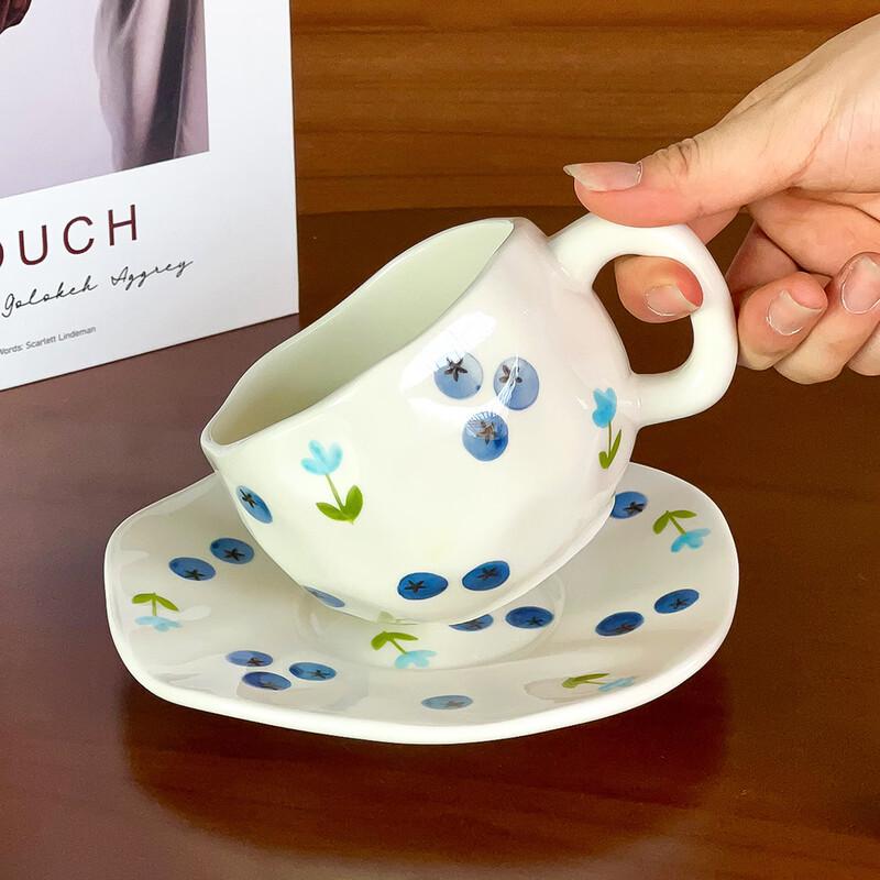 Designer Floral Cherry Ceramic Tea Cup Set