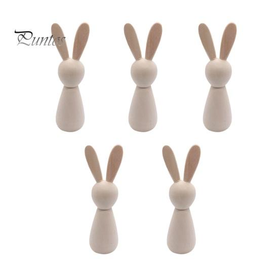 Animal Figurine for Painting Unfinished Wooden Rabbit Crafts DIY Mini Wood Bunny Easter Craft Project Blank Peg Dolls Crafting Home Decor Smooth