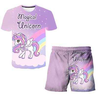 Kleinkind Baby Mädchen Kleidung Sets Einhorn 3D Druck T-shirts Hosen Anzug Kinder Kurzarm Für Sommer Outfits Baby Kinder Kostüm