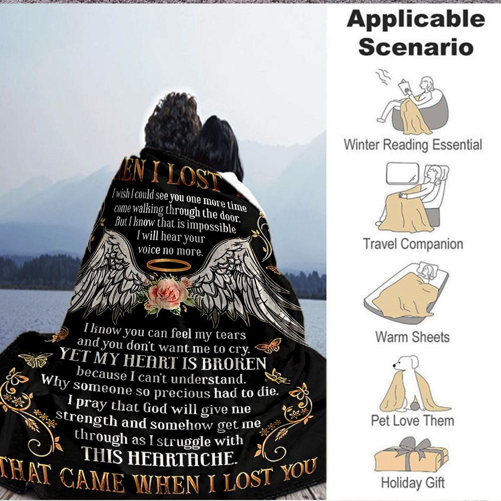 1PC Angel Wings Memorial Print Blanket, Soft Throw Blanket - Warm & Cozy for Couch, Bed, Office, and Travel Yy250912172