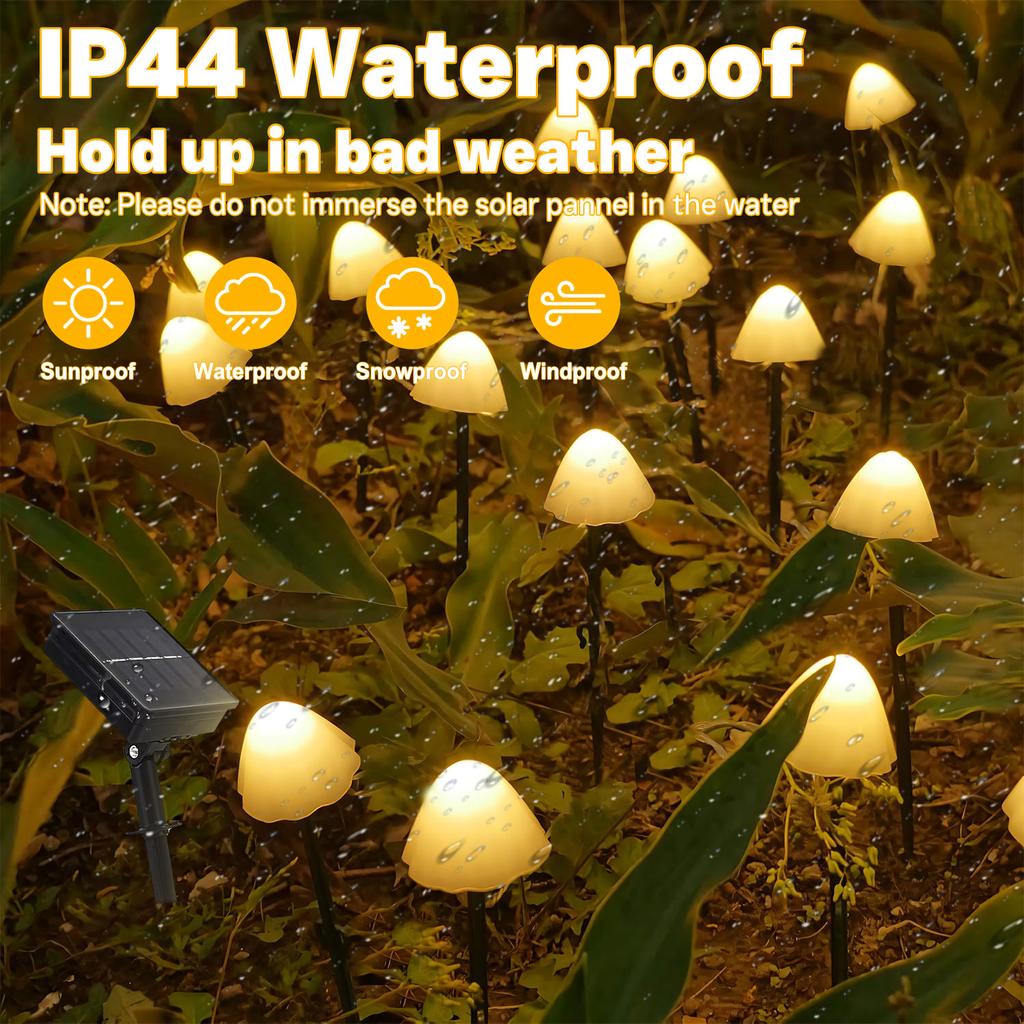 20 LED Solar Mushroom Lights Outdoor Waterproof Street Lights for Path Lawn Garden Patio Light Easter Party Holiday Decoration