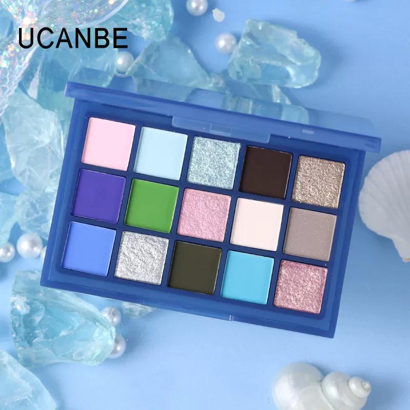 Ucanbe 15-Color Eyeshadow Palette Modern Futuristic Colorful Olive Green Gold Hong Kong Style Retro Daily Commute Light Makeup