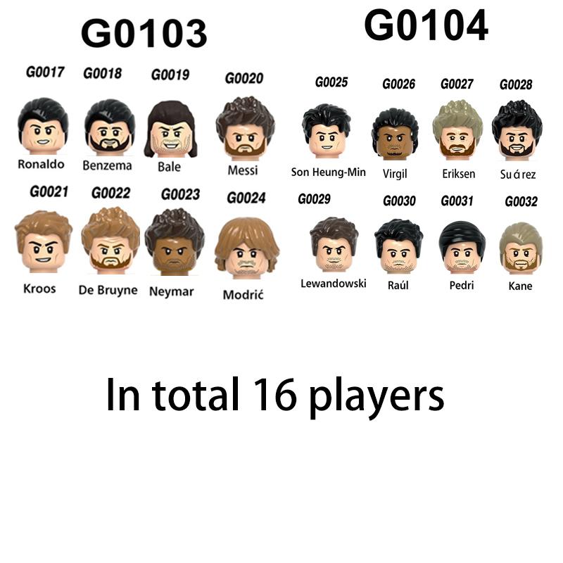 Fußballfeld Bausteine DIY Tischfußballbrett Bausteine Lernspielzeug Geschenk für Kinder Berühmte Fußballstars