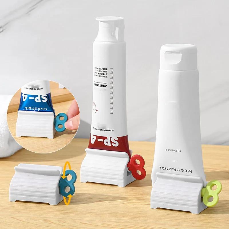 1/3pcs Rolling Tube Toothpaste Squeezer Toothpaste Seat Holder Stand Rotate Toothpaste Dispenser for Bathroom Accessories