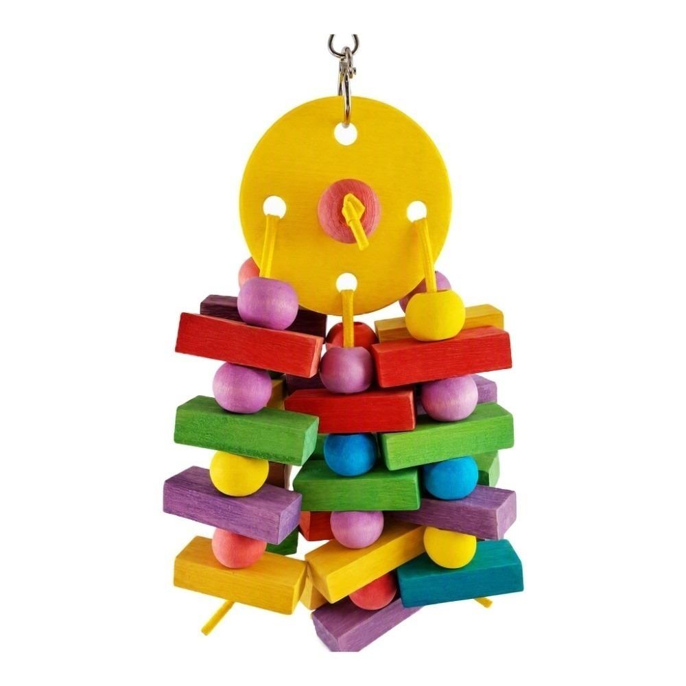 Chewable Material Parrot Swing Toy Wooden Blocks Tearing Toy Hanging Wooden Toy For Small Birds