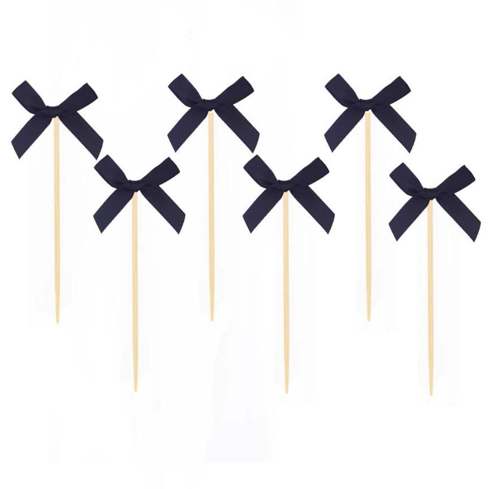10pcs Set Romance Charm Bow Cupcake Liners Stylish Design Bow Cupcake Toppers  Girl Birthday чёрный