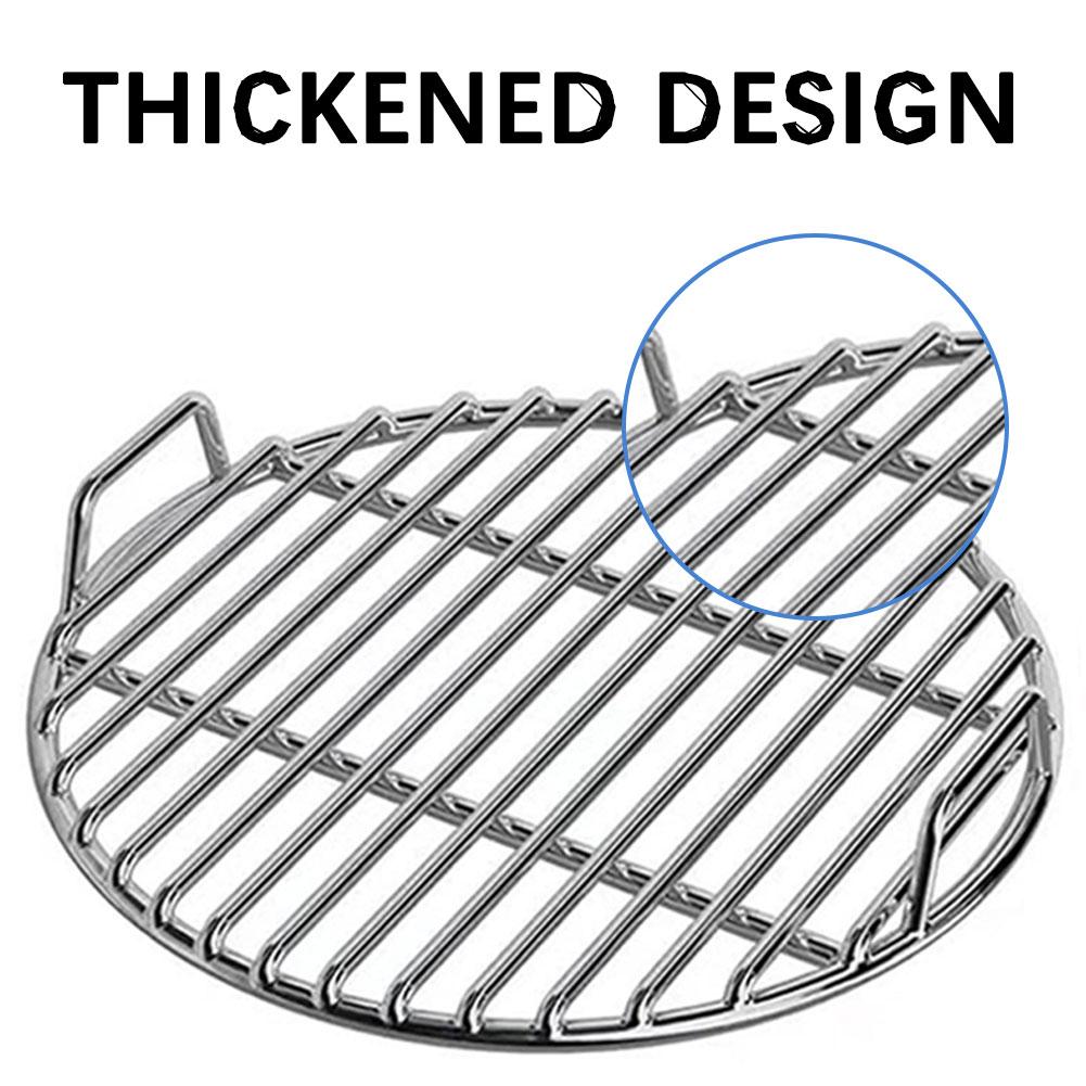 40cm Round Grilling Grates Replacement Stainless Steel With Handle BBQ Grills Mesh Straight-Bar Design Outdoor Camping Party