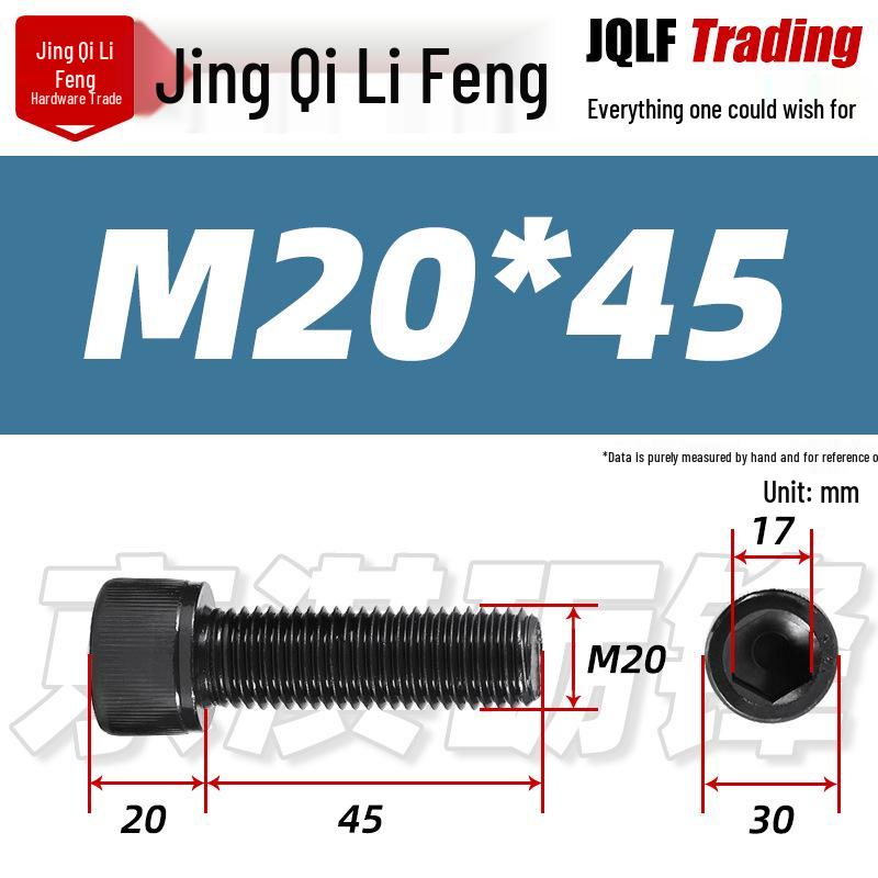 M18-20 High-Strength Black Hex Socket Head Cap Screws with Knurled Cylindrical Bolts