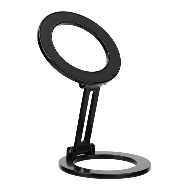 Portable Metal Phone Mount Double Magnetic Surfaces Foldable Design Universal Fit Stand for 4 to 6.7 Inch Smartphones