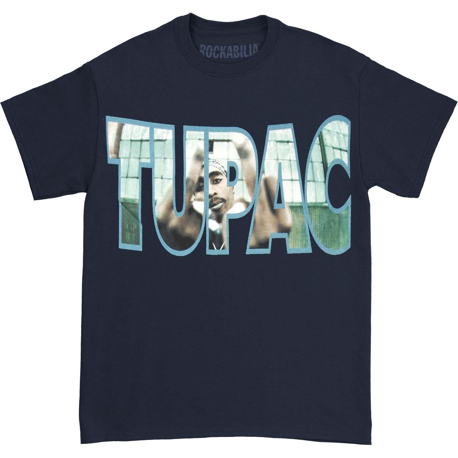 Men s Tupac Finger T-shirt Medium Navy XL