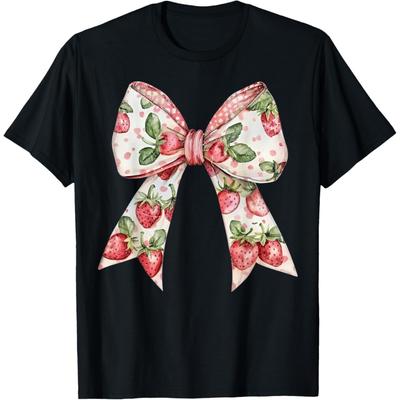 Strawberry Festival Coquette Bow Berry Fruit Season Women T-Shirt