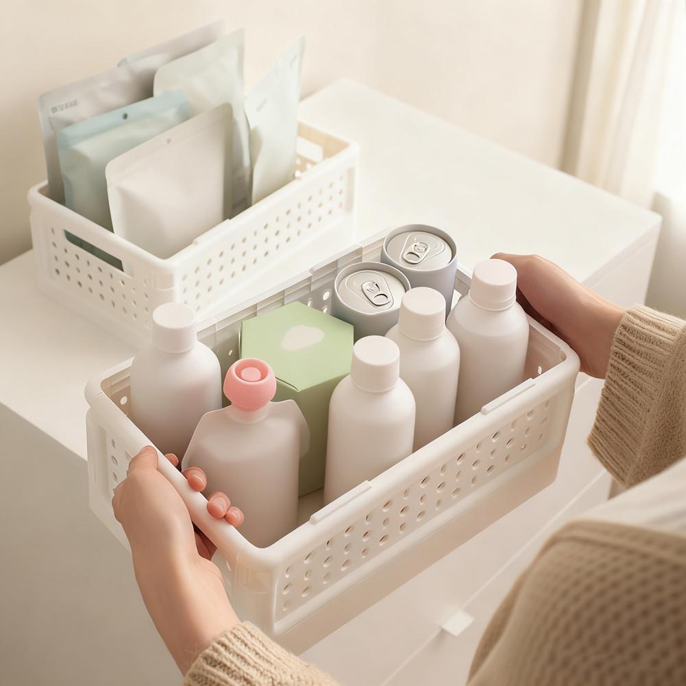 Desktop Folding Storage Basket Snacks Stationery Sorting Storage Box Cosmetics Miscellaneous Item Multi-purpose Storage Solution