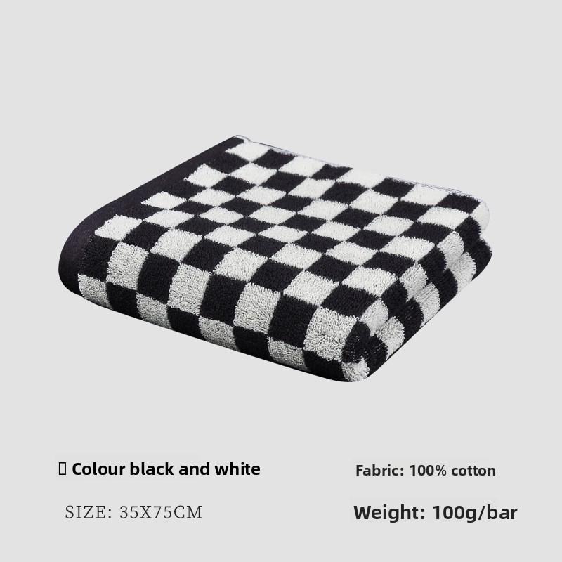 Checkered Bath Towel Cotton Face Towel Adult Absorbent Towels Gift Towel Supplies Bathing Tools