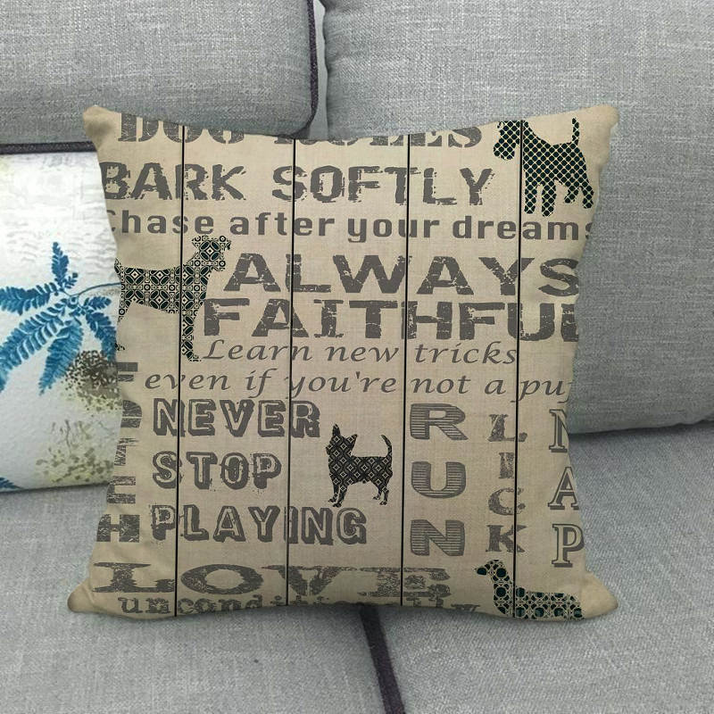 Letter-Style Cat And Dog Patterns Digital Printing Short Plush Pillow Covers For Car Sofa Office Cushion Cover Home Goods