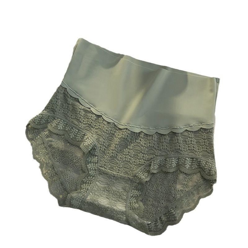Ladies Summer Thin Sexy Lace Comfortable Breathable Antibacterial High Elastic High Waist Briefs