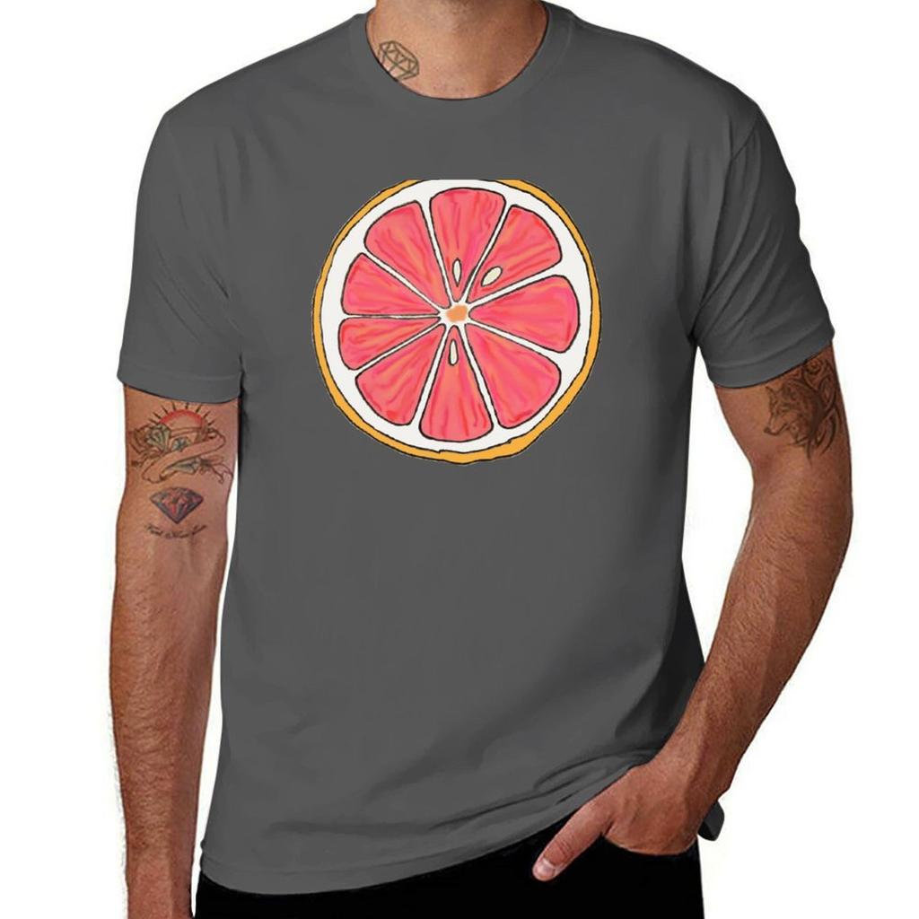 Pink Grapefruit Slice Tshirt Casual Street Style Short Sleeve Tee