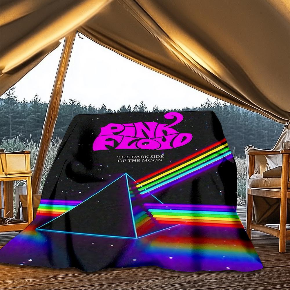 1pc Pink Floyd Outdoor Flannel Blanket, Cozy & Warm Soft Te Playful Design, Napping Camping,