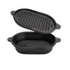 Oval Cast Iron Bread Baking and Stewing Pot - Multi-Functional, Dual-Use for Frying and Baking, Household Thickened Design.