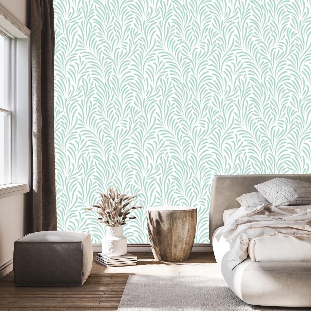 Delicate leaves wallpaper in retro style for living room and bedroom 50x1000