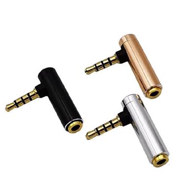 Flexible Right Angle 3.5mm Sound Connectors with 4 Poles Male To Female Adapter for Headphones and Microphones