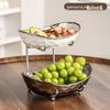 ZISIZ Leichter Luxus 2-stöckige Keramik-Obstschale